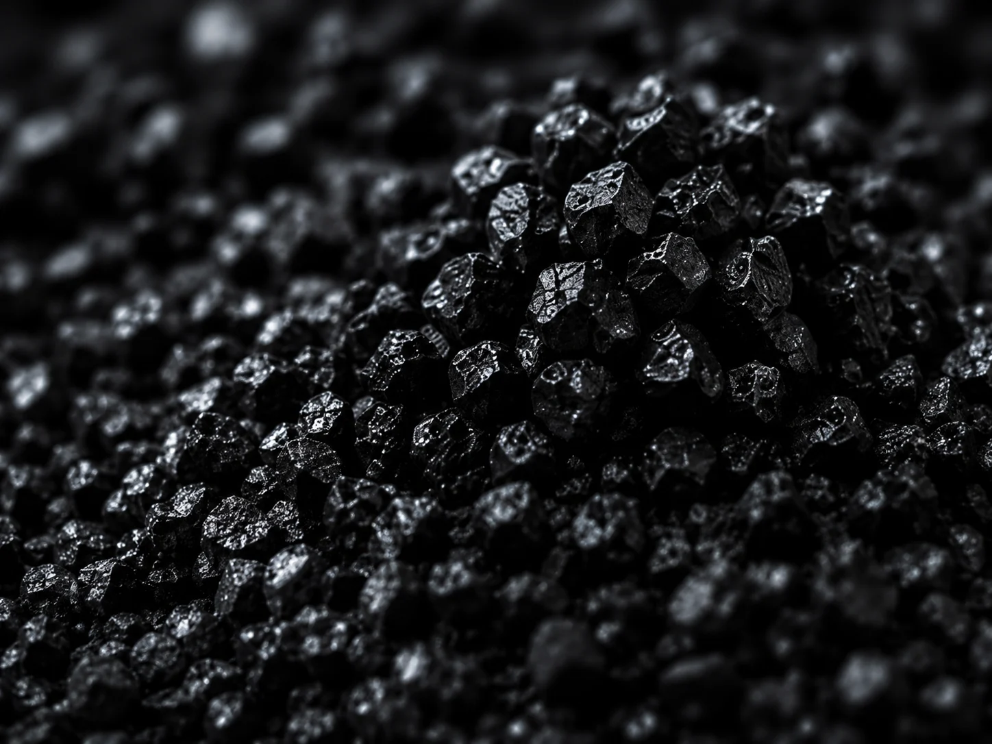 Close-up of porous activated coconut shell carbon